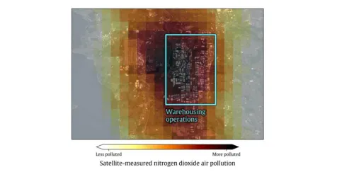 Warehouses add 17.9% more nitrogen dioxide to their communities