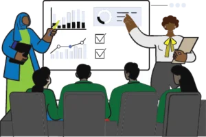 Two women presenting to a group